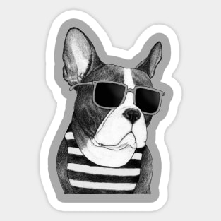 Frenchie Summer Style b&w Sticker